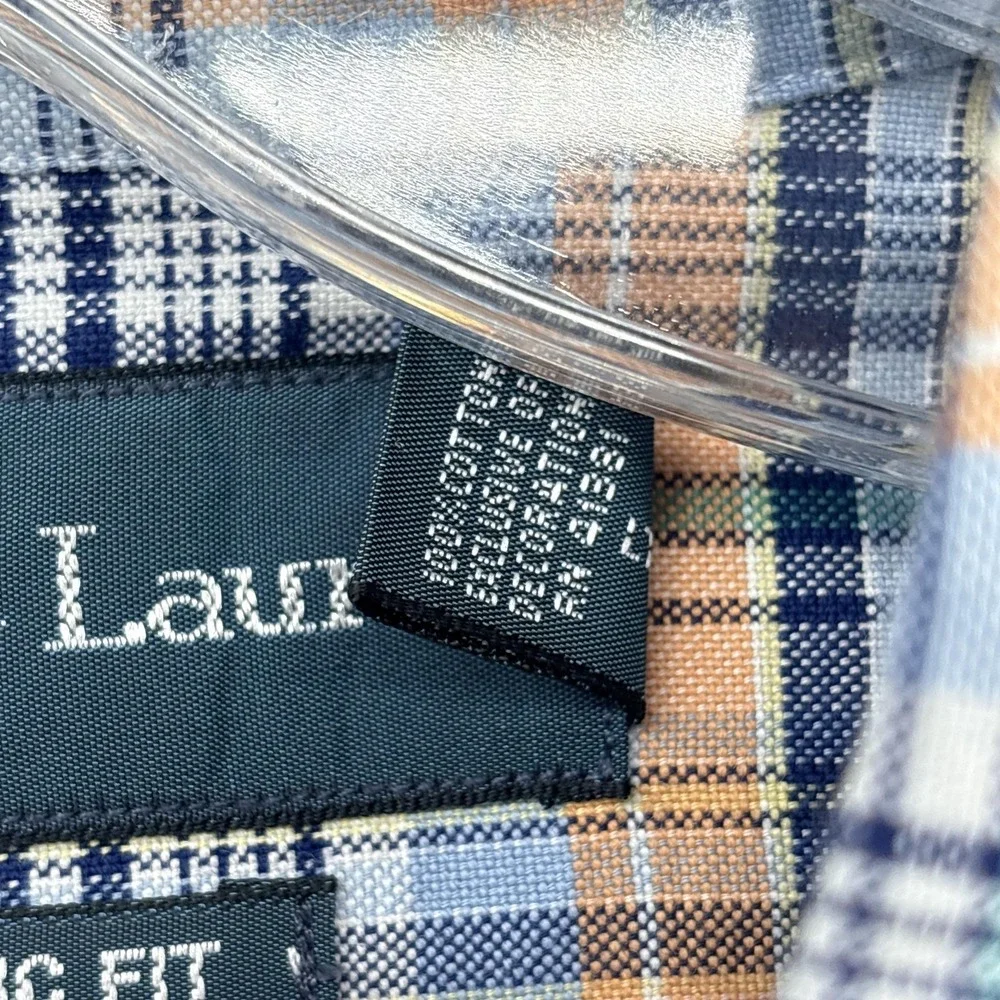 Ralph Lauren Shirt Mens XL Blue Plaid Classic Button Down Long Sleeve Oxford